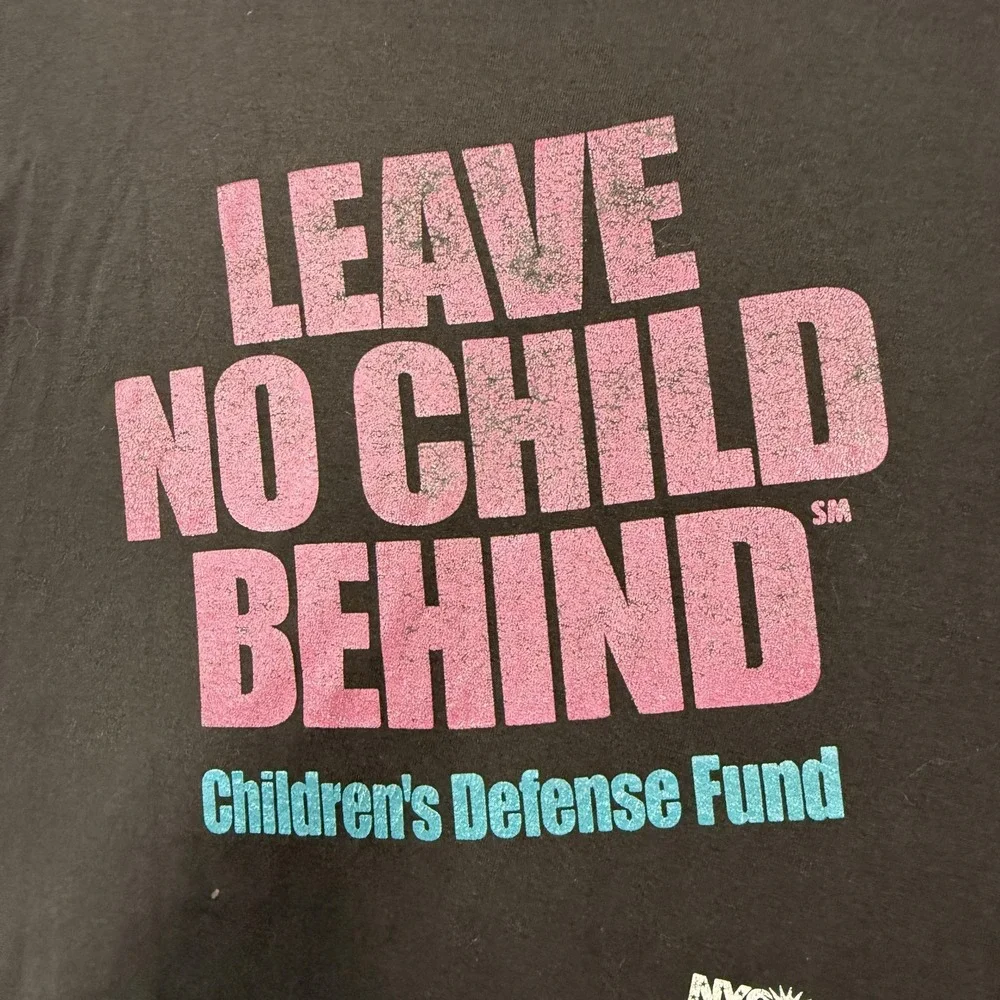 Vintage Leave No Child Behind Shirt‎ Mens XL Black Children's Defense Fund 90s